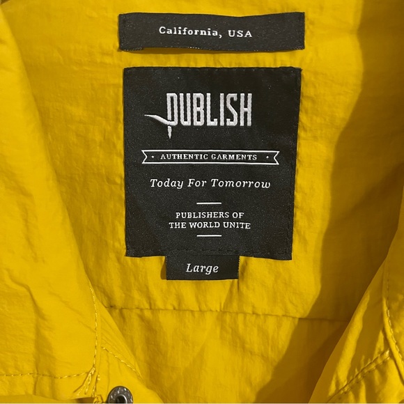 Publish Snap Front Phil Sunshine Windbreaker Jacket Yellow Gold Men's Size Large - Picture 6 of 8